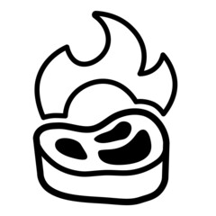 Steak On Fire Flat Icon Isolated On White Background