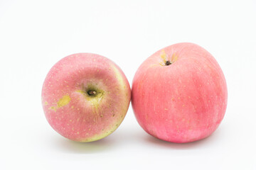two fresh red apple close up isolate on white background