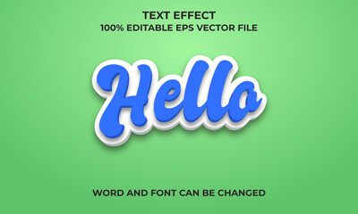  Hello Editable 3D Text Effect With Hello welcome Text Concept,
