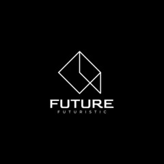 abstract future line tech logo design