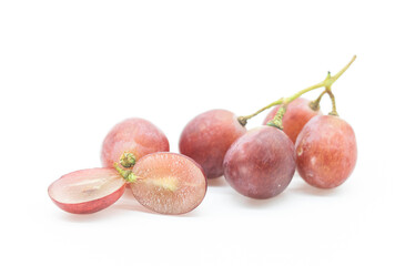 sweet Grapes slices designed isolated on white. With clipping path.top view