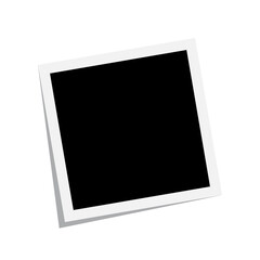 Black and white Polaroid photo frame with shadows. Vector illustration isolated on transparent background