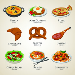 Collection of food culinary food for restaurant vector menu template