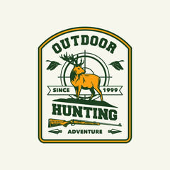 Hand Drawn Hunting Club Logo Label Badge