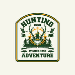 Hand Drawn Hunting Club Logo Label Badge