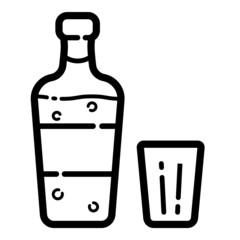 Bottle And Glass Flat Icon Isolated On White Background