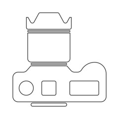 Photo SLR Camera Outlined Icon Top Down View Photography Flat Vector Isolated From Above Outlines Studio Digital Black and White Symbol Logo Button Simple with Lens