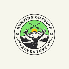 Hand Drawn Hunting Club Logo Label Badge