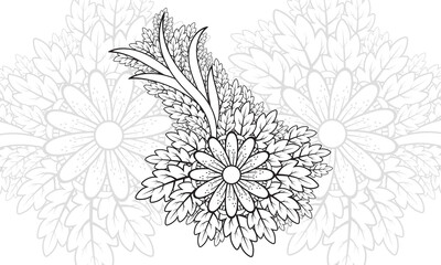 Hand-drawn flowers coloring page