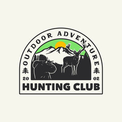 Hand Drawn Hunting Club Logo Label Badge