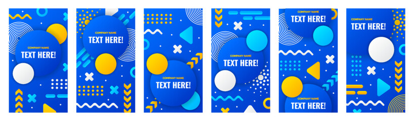 abstract social media smartphone post template collection in gradient design style