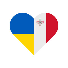 heart shape icon with ukrainian and malta flag. vector illustration isolated on white background