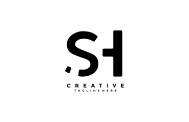 Minimalistic Initial Letter SH Logo Design