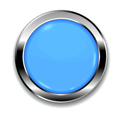 Blue round button isolated on a white background