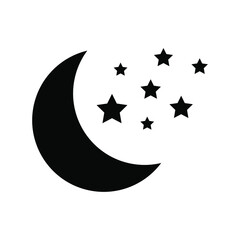 Fototapeta premium Moon with stars icon on white background. Night icon. Crescent moon icon. Minimalist style.