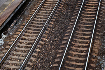 RAILS AND SLEEPERS ON THE RAILWAY