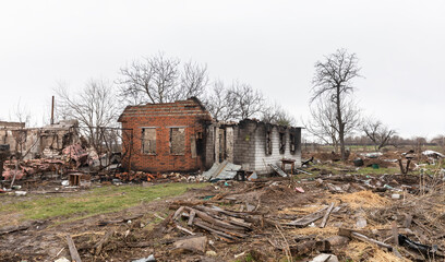 War in Ukraine. Village Andriivka after the Russian invasion