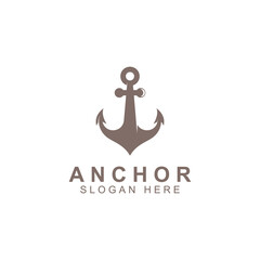 Logo and anchor symbol design vector illustration template.