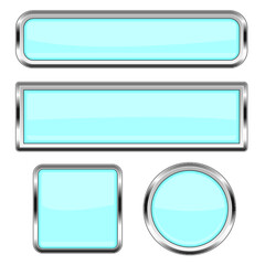 Blue glass buttons isolated on a white background
