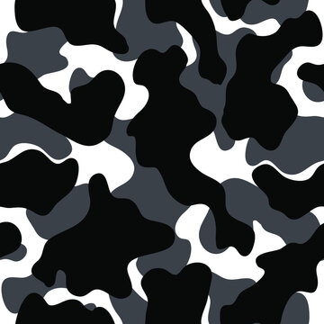 black and white  camouflage seamless pattern