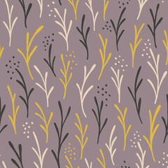 Seamless floral pattern. Background with stylezed leaves. Simple vector wallpaper and illustration. 