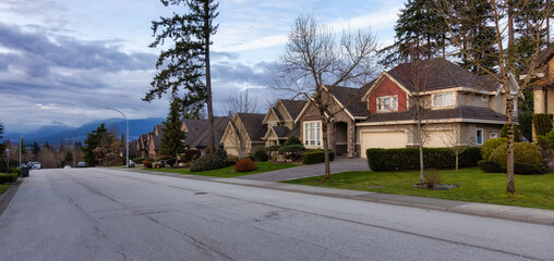 Fraser Heights, Surrey, Greater Vancouver, BC, Canada. Street view in the Residential Neighborhood