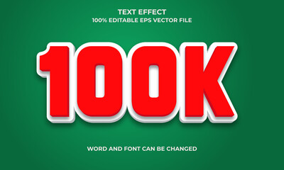 100k Editable 3D Text Effect With 100k followers subscriber Text Concept Style,