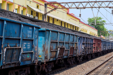 Indian railway Freight Carrier train for carrying oil and Coal on 29th April 2024, Burdwan,  India