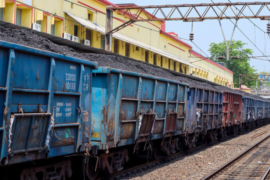 Indian railway Freight Carrier train for carrying oil and Coal on 29th April 2024, Burdwan,  India