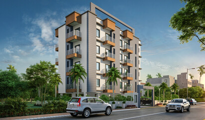 3d Residential Building Render View