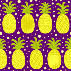 Seamless vector pattern with stylized pineapples.
