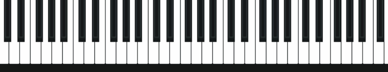 Naklejka premium Piano keyboard, row of black and white keys, classical grand notes, vector music illustration