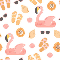 Summer seamless pattern vector and flat design