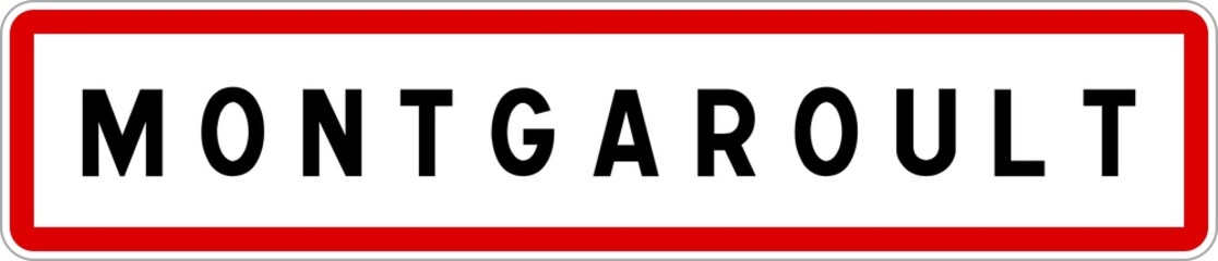 Obraz premium Panneau entrée ville agglomération Montgaroult / Town entrance sign Montgaroult