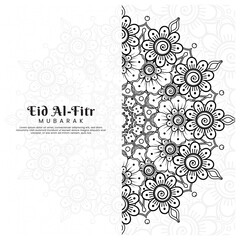 Eid al-fitr with mandala and mehndi flower background. Design for your date, postcard, banner, logo.