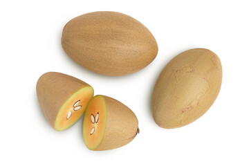 Sapodilla isolated on white background with clipping path and full depth of field. Top view. Flat lay