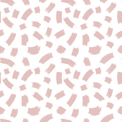 Simple seamless vector pattern with pink strokes on a white background.