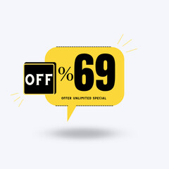 69%Unlimited special offer (with yellow balloon and shadow with discount)
