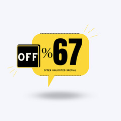 67%Unlimited special offer (with yellow balloon and shadow with discount)