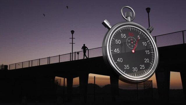 Animation of clock over running man