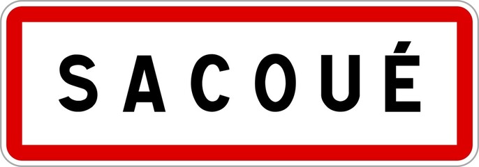 Panneau entrée ville agglomération Sacoué / Town entrance sign Sacoué