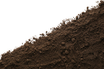 Pile of soil on white background, top view