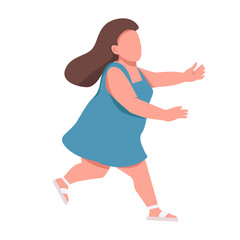 Young curvy woman stretching arms forward semi flat color vector character. Running figure. Full body person on white. Simple cartoon style illustration for web graphic design and animation