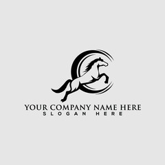 logo for company
Letter C  and Jumping horses Logo Design Vector