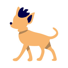 Small dog with stylish hairstyle semi flat color vector character. Punk subculture. Walking figure. Full body animal on white. Simple cartoon style illustration for web graphic design and animation