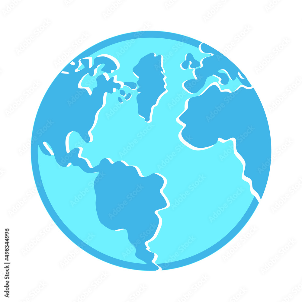 Poster spherical surface of earth semi flat color vector object. full sized item on white. geographical exp