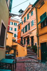 Fototapeta na wymiar Colorful houses of the center of Genoa in Italy.