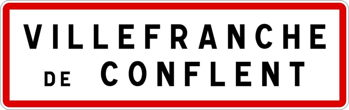 Panneau entrée ville agglomération Villefranche-de-Conflent / Town entrance sign Villefranche-de-Conflent