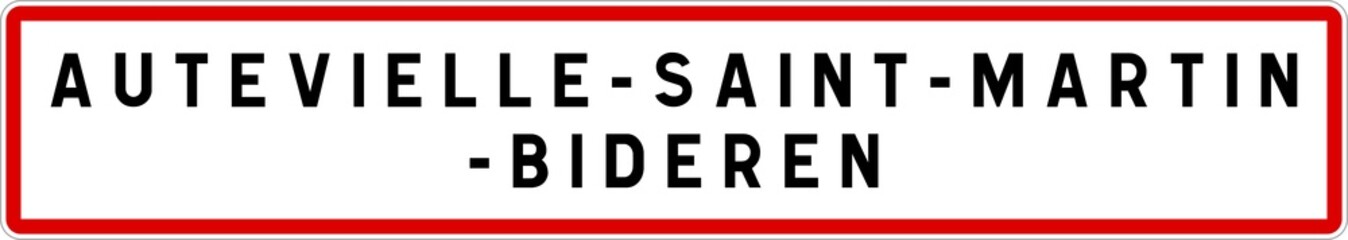 Panneau entrée ville agglomération Autevielle-Saint-Martin-Bideren / Town entrance sign Autevielle-Saint-Martin-Bideren