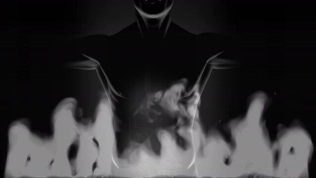 Animation of flames over human body model